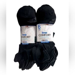 12-pair 32 DEGREEES Men's 6pk Inner Comfort Ankle Socks Cooling Mesh Black NIP